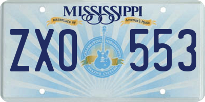 MS license plate ZXO553