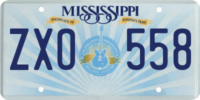 MS license plate ZXO558