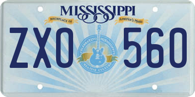 MS license plate ZXO560