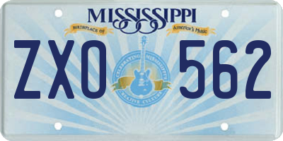 MS license plate ZXO562