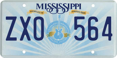 MS license plate ZXO564