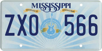 MS license plate ZXO566