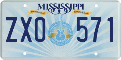 MS license plate ZXO571