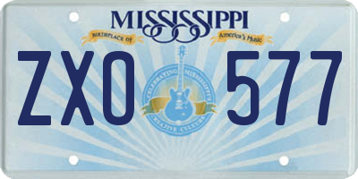 MS license plate ZXO577