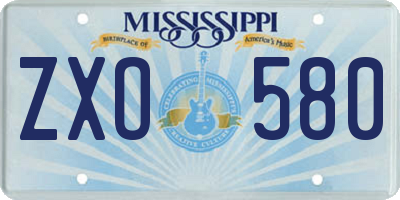 MS license plate ZXO580