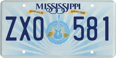 MS license plate ZXO581