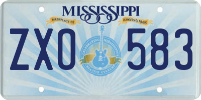 MS license plate ZXO583