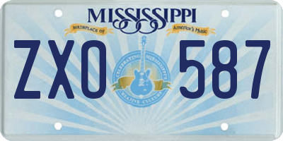MS license plate ZXO587