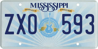 MS license plate ZXO593
