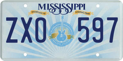 MS license plate ZXO597