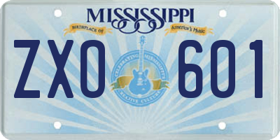 MS license plate ZXO601
