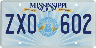 MS license plate ZXO602