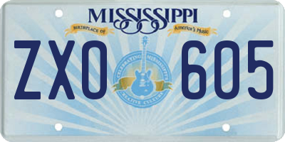 MS license plate ZXO605