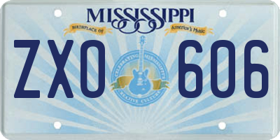 MS license plate ZXO606
