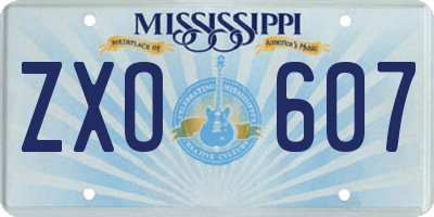 MS license plate ZXO607