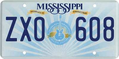MS license plate ZXO608