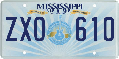 MS license plate ZXO610