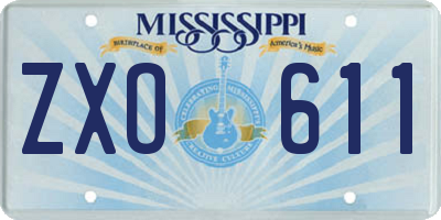 MS license plate ZXO611