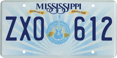 MS license plate ZXO612