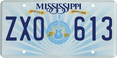MS license plate ZXO613