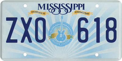 MS license plate ZXO618