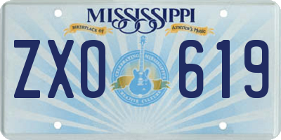 MS license plate ZXO619