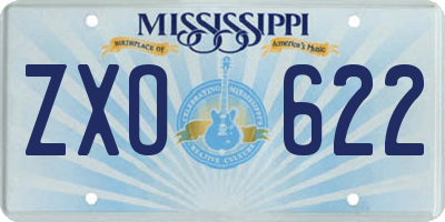 MS license plate ZXO622
