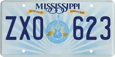 MS license plate ZXO623