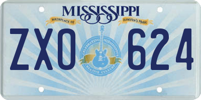MS license plate ZXO624