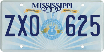 MS license plate ZXO625