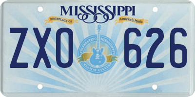 MS license plate ZXO626
