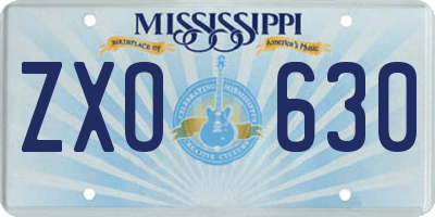 MS license plate ZXO630