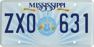 MS license plate ZXO631