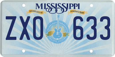 MS license plate ZXO633