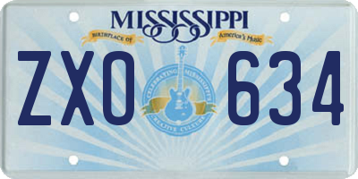 MS license plate ZXO634