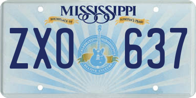 MS license plate ZXO637