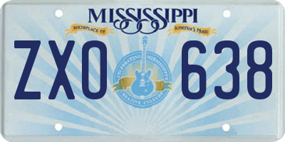 MS license plate ZXO638