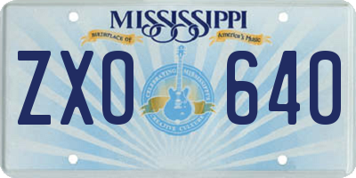 MS license plate ZXO640