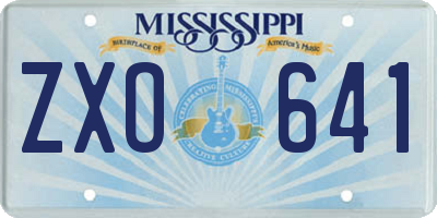 MS license plate ZXO641