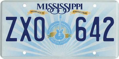 MS license plate ZXO642