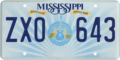 MS license plate ZXO643