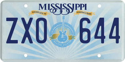 MS license plate ZXO644