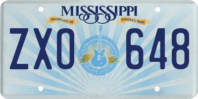 MS license plate ZXO648
