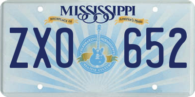 MS license plate ZXO652