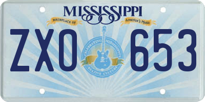 MS license plate ZXO653