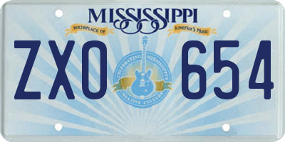MS license plate ZXO654