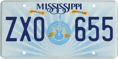 MS license plate ZXO655