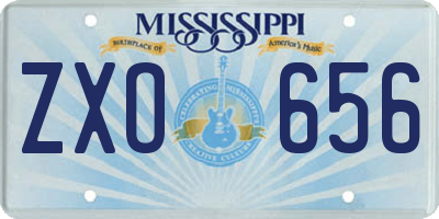 MS license plate ZXO656