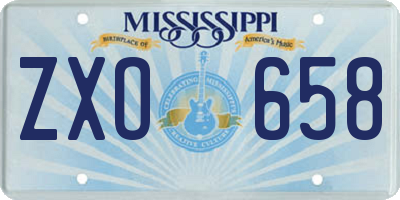MS license plate ZXO658