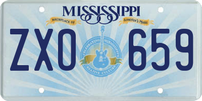 MS license plate ZXO659